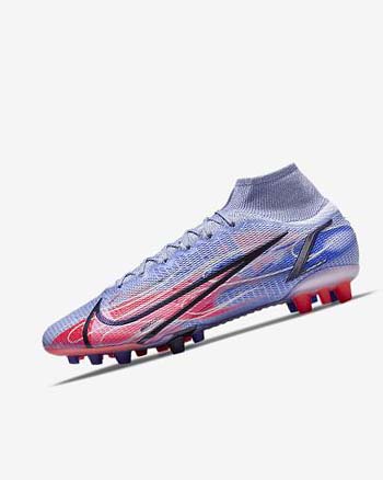 Nike Mercurial Superfly 8 Elite KM AG Azules Rojos Claro Metal Plateados | MX 5528